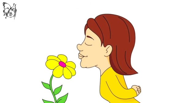 Счастливая девушка с цветами