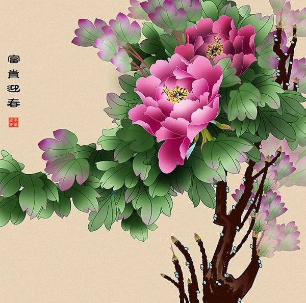 Пионы японская живопись