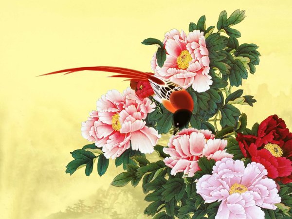 Китайская живопись пионы