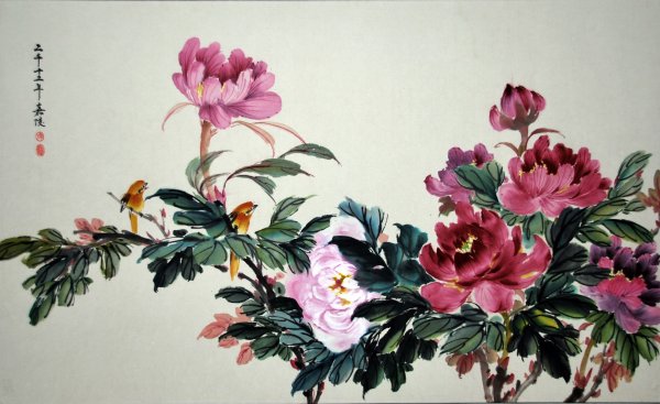 Китайская живопись пионы
