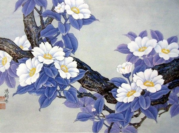 Японская живопись цветы