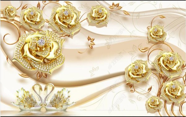 Золотая роза на белом фоне