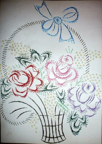 Вышивка изонитью у 8 марта