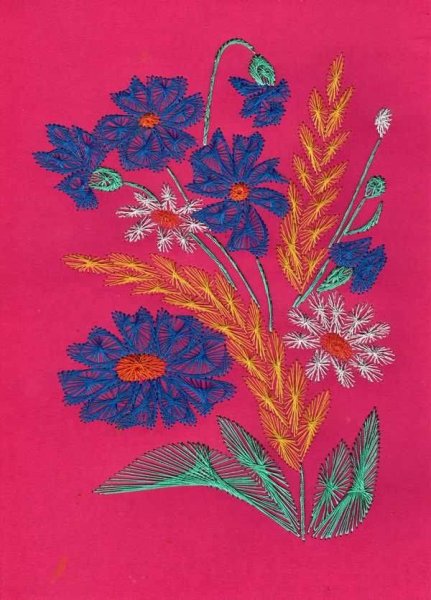 Техника изонить: схема для вышивки открытки Цветы