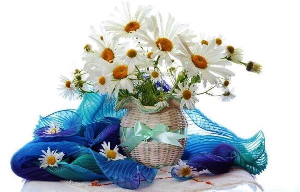 Доброе утро букет ромашек с пожеланиями счастья