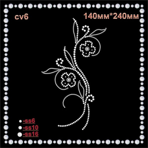 Цветы стразами трафарет