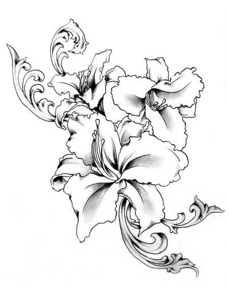 Фантазийные цветы эскиз