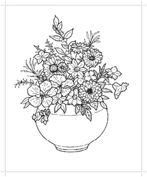 Раскраска цветы в вазе