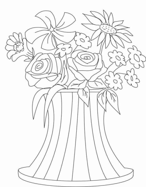 Ваза с цветами раскраска