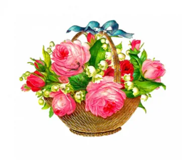 Корзина с цветами на прозрачном