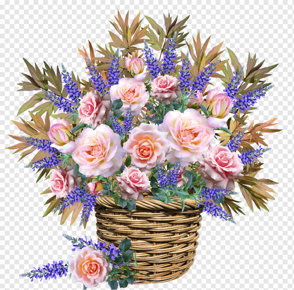 Корзинки плетеные для цветов на прозрачном фоне