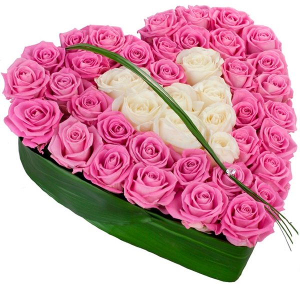 Цветочные композиции в виде сердца