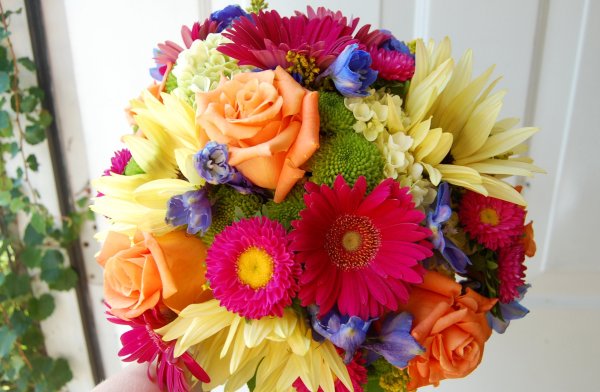 Шляпная коробка Диантус, Гербера