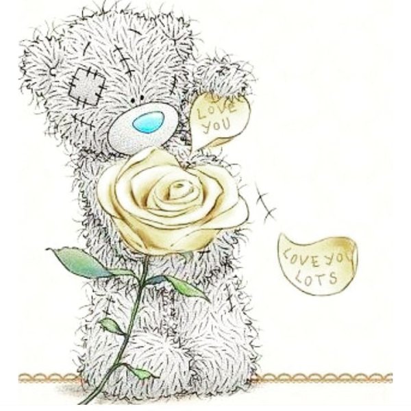 Мишка Тедди с цветочком рисунок