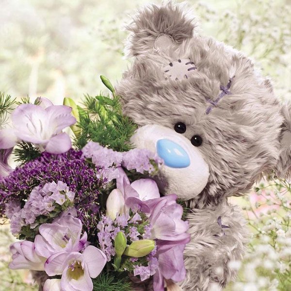 Мишка с цветами