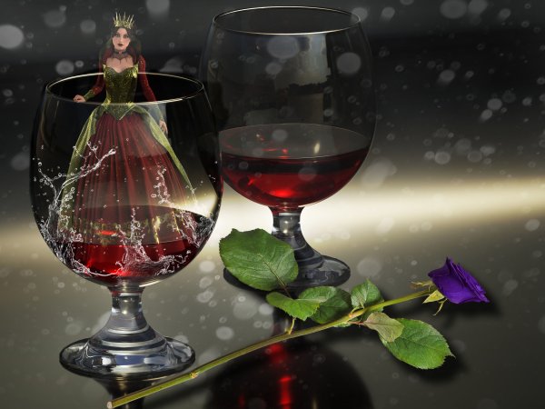 Хрустальный бокал с вином