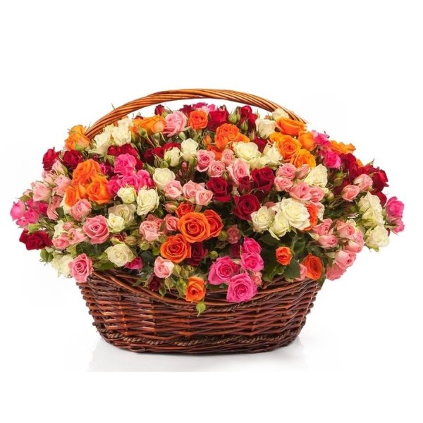 Корзина белых роз