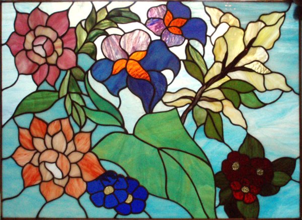 Витражные картинки цветы