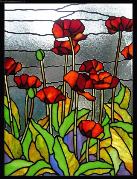 Витраж с цветами