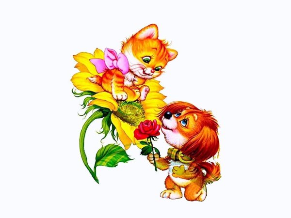 Мультяшные животные с цветами