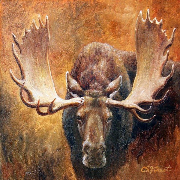 Лось акриловыми красками