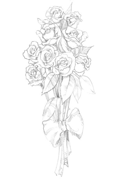 Букет рисунок карандашом