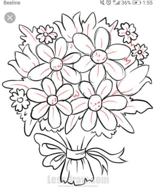 Рисунки букетов цветов легкие