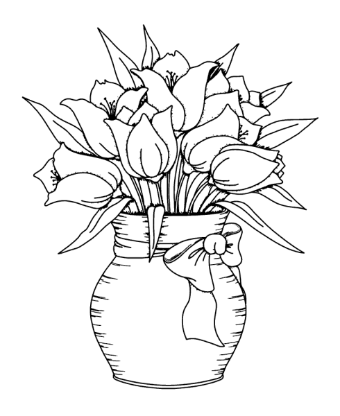 Тюльпаны в вазе карандашом