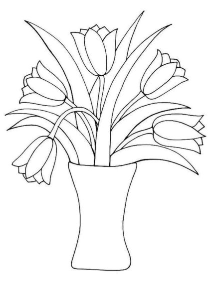 Ваза с цветами раскраска