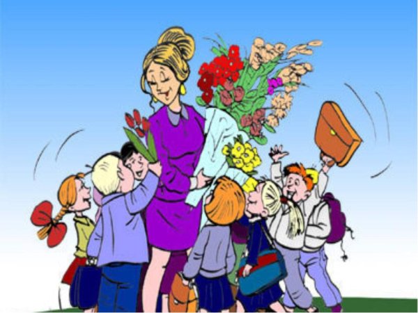 Преподавательница с цветами