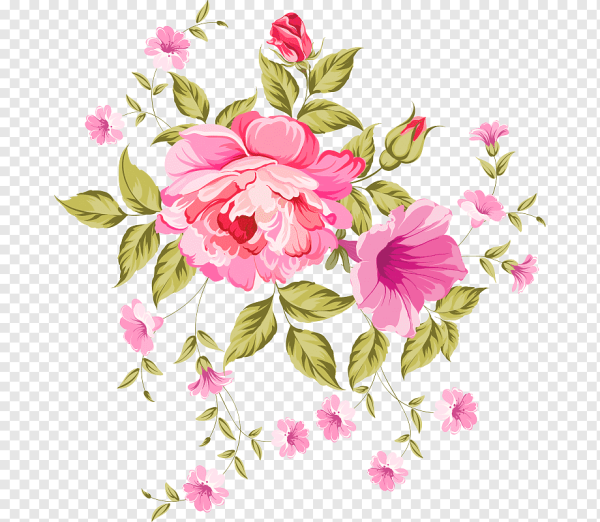 Розовые цветы нарисованные