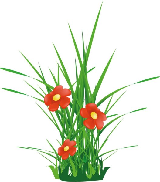 Травка с цветочками мультяшная