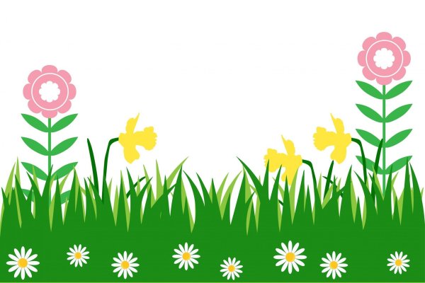 Рисование цветов и травы на лужайке