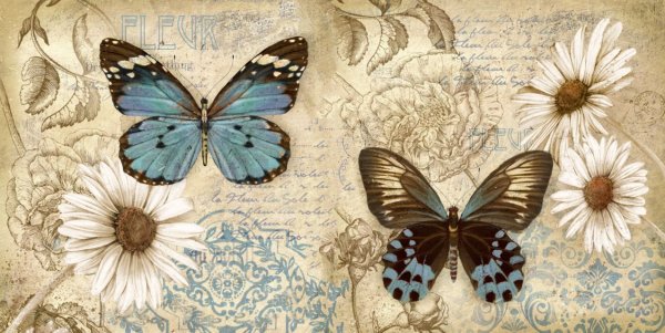 Декупаж бабочки на Газетном фоне картинки
