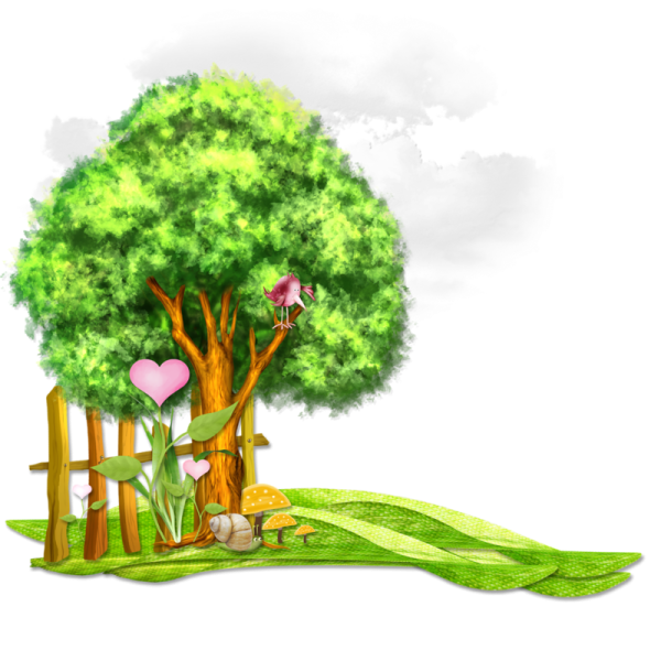 Сказочное дерево на белом фоне