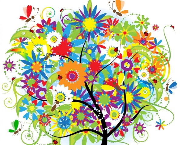 Сказочные деревья и цветы