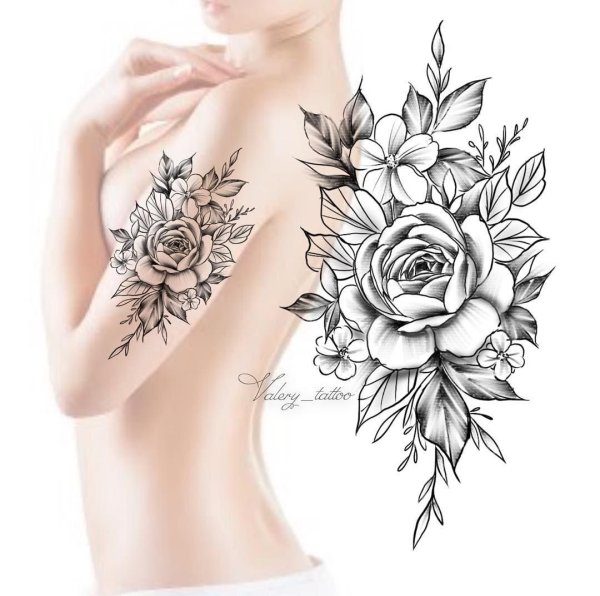 Тату цветы на плече для девушек эскизы