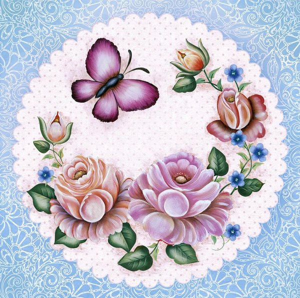 Цветы в овале рисунок