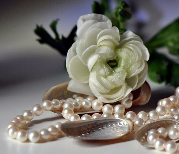 Нежные цветы и жемчуг