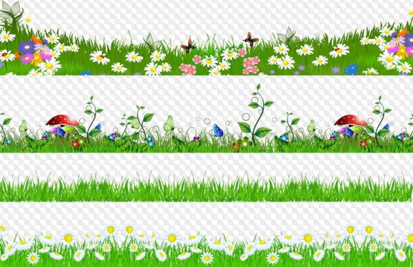 Бордюр травка с цветами