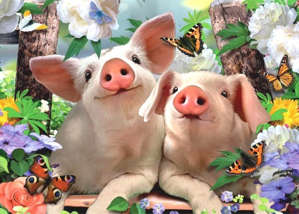 Свинка в цветах