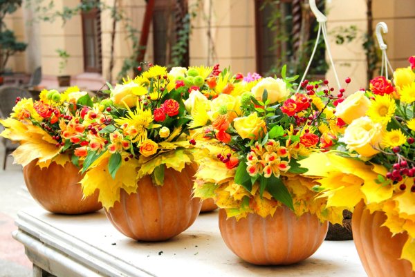 Осенняя композиция с тыквой