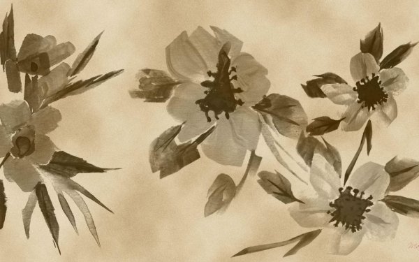Акварель гризайль цветы