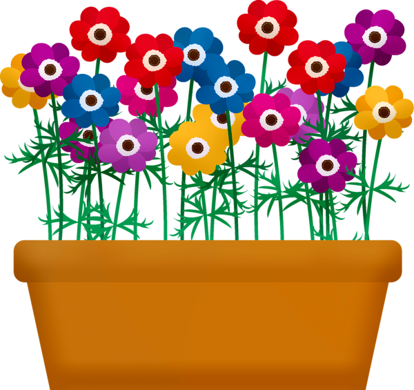 Мультяшные цветочки в горшке