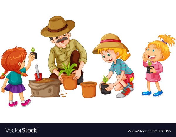 Картина дети сажают цветы