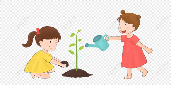 Девочка сажает