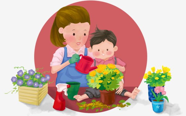 Посадка цветов детьми