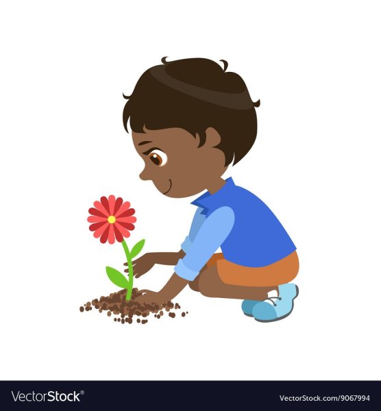 Мальчик цветочками вектор