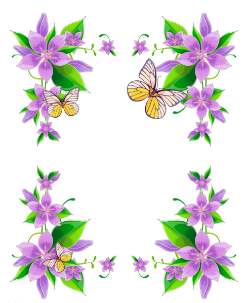 Рамка из цветов и бабочек