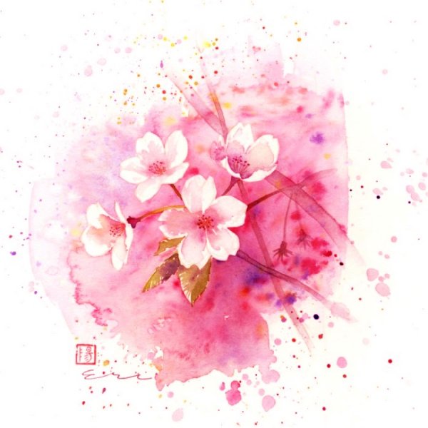 Акварельные весенние цветы